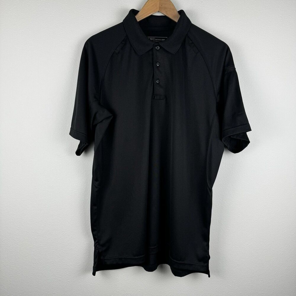 5.11 Tactical Men Polo Shirt Large Black Logo Short Sleeve Collar Standard Issue